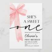 Invitation Pink Bow 1st Birthday (Devant)