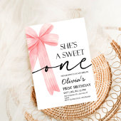 Invitation Pink Bow 1st Birthday