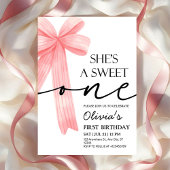 Invitation Pink Bow 1st Birthday
