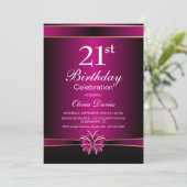 Invitation Pink Bow 21e fête d'anniversaire (Debout devant)