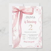Invitation Pink Bow 2e fille anniversaire (Devant)