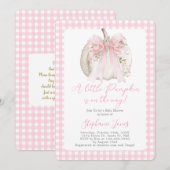 Invitation Pink Bow A Little Pumpkin Baby Shower girl (Devant / Derrière)