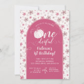 INVITATION PINK BOW & ARCH FALL PUMPKIN FLOWERS BIRTHDAY (Devant)