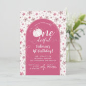 INVITATION PINK BOW & ARCH FALL PUMPKIN FLOWERS BIRTHDAY (Debout devant)