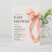 Invitation Pink Bow Baby Girl Baby Shower (Debout devant)