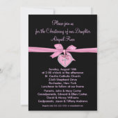 Invitation Pink Bow Baby Girl Photo Christening (Dos)
