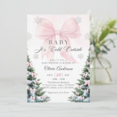 Invitation Pink Bow Baby It's Cold Outside Baby Shower Invit (Debout devant)