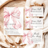 Invitation Pink Bow Baby Shower Coquette Bow