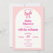 Invitation Pink Bow Baby Shower.elegant baby shower. (Devant)