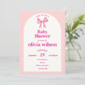 Invitation Pink Bow Baby Shower.elegant baby shower. (Debout devant)