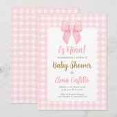 Invitation Pink Bow Baby shower Girl dans l'invitation espagn (Devant / Derrière)