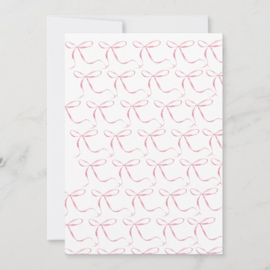 Invitation Pink bow baby shower invitation, bébé fille douche (Dos)