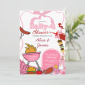 Invitation Pink Bow Backyard BabyQ Baby Shower (Debout devant)