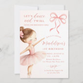 Invitation Pink Bow Ballet Dancer Girl Birthday Party (Devant)
