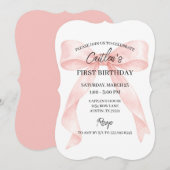 Invitation Pink Bow Birthday (Devant / Derrière)