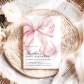 Invitation Pink Bow Birthday Party Coquette Bow