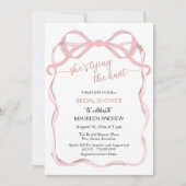 Invitation Pink Bow Blush Parties scintillant Elle noue la nu (Devant)
