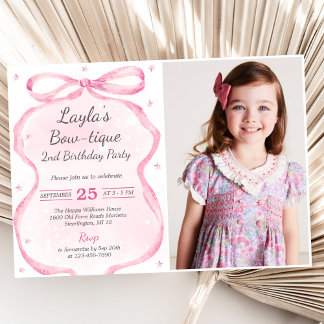 Invitation Pink Bow Boutique 2e fête d'anniversaire Photo