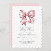 Invitation Pink Bow Boy Shower (Devant / Derrière)