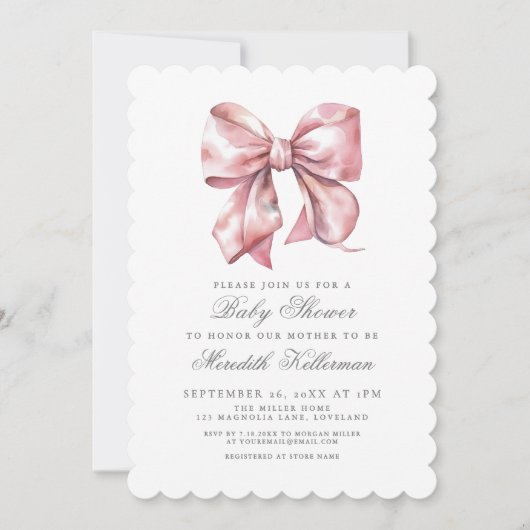 Invitation Pink Bow Boy Shower (Devant)