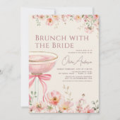 Invitation Pink Bow Brunch with The Bride Bridal Shower (Devant)