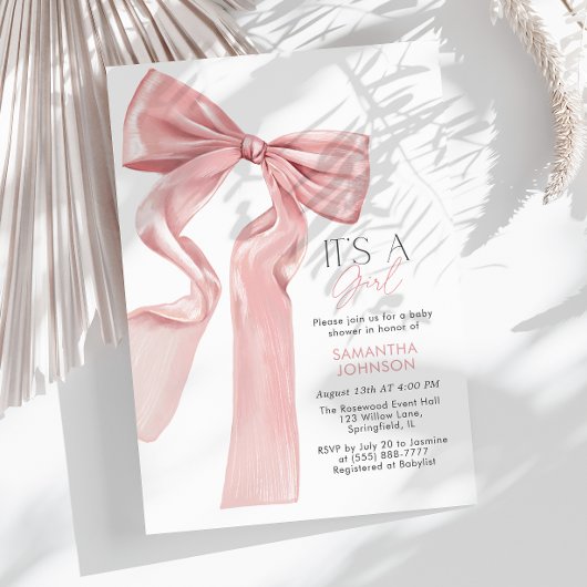 Invitation Pink Bow C’est un Baby shower féminin