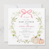 Invitation Pink Bow C'est un Baby shower Citrouille fille (Devant)