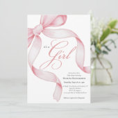 Invitation Pink Bow C'est un Baby shower de fille (Debout devant)