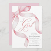 Invitation Pink Bow C'est un Baby shower de fille (Devant / Derrière)