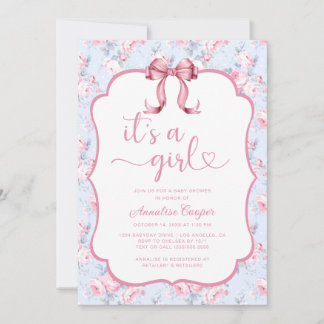 Invitation Pink Bow C'est un Baby shower de fille
