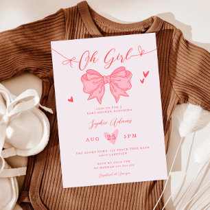 Invitation Pink Bow C'est un Baby shower de fille