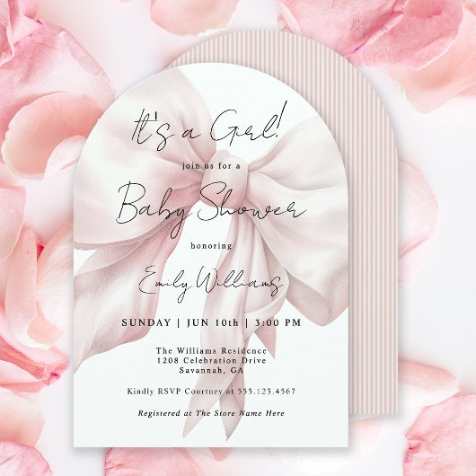 Invitation Pink Bow C'est un Baby shower de fille