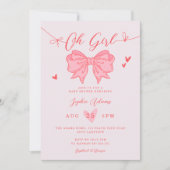 Invitation Pink Bow C'est un Baby shower de fille (Devant)