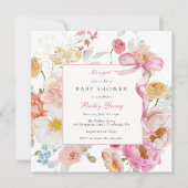 Invitation Pink Bow C'est un Baby shower Fleur sauvage fille (Devant)