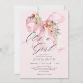 Invitation Pink Bow c'est une fille Baby shower floral (Devant)