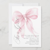 Invitation Pink Bow C'est une fille Floral pastel Baby shower (Devant)