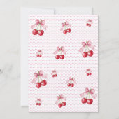 Invitation Pink bow cherry ribbon girl birthday Party (Dos)