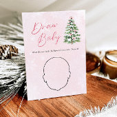 Invitation Pink Bow Christmas Tree Baby shower Draw Baby Jeu