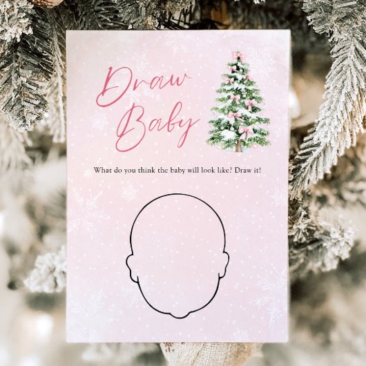 Invitation Pink Bow Christmas Tree Baby shower Draw Baby Jeu