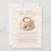 Invitation Pink Bow Coffee Baby Is Brewing Girl Baby Shower (Devant)