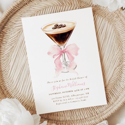 Invitation Pink Bow Coffee Bridal Shower