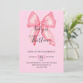 Invitation Pink Bow Coquette 10th 14th 18th 20 Birthday Girls (Debout devant)