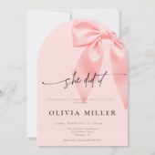 Invitation Pink Bow Coquette Arched Photo Graduation Party (Dos)
