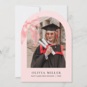 Invitation Pink Bow Coquette Arched Photo Graduation Party (Devant)