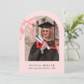Invitation Pink Bow Coquette Arched Photo Graduation Party (Debout devant)