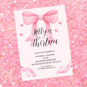 Invitation Pink Bow Coquette Bow Birthday Invitation, 13th