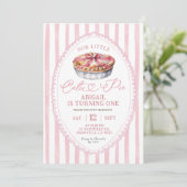 Invitation Pink Bow Coquette Cutie Pie Premier anniversaire (Debout devant)