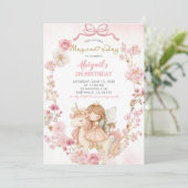 Invitation Pink Bow Coquette Fairies and Unicorns Birthday (Debout devant)