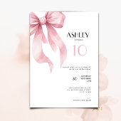 Invitation Pink Bow Coquette for Girls 10th Birthday