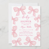 Invitation Pink Bow Coquette Girl Baby Douche (Devant)